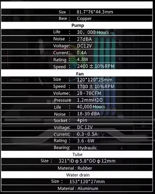 마크다운 판매 120mm 액체 CPU 게임용 컴퓨터용 물 펌프 냉각기