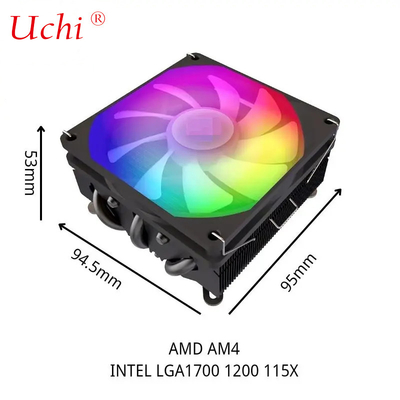 히트파이프 라디에이터 I3 I5 I7 I9 Lga775 1150 1151 1155 1156 1700 1366 2011 AMD AM4 AM5 유니버설 수평 CPU 냉각기 팬 검은색