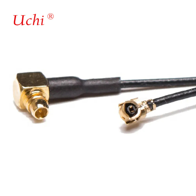 낮은 손실 1.13mm 케이블 오른쪽 각 MMCX 남성 MHF1 UFL 케이블 조립