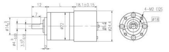 BLDC 행성 변속기 모터 22mm OD 행성 변속기 12극