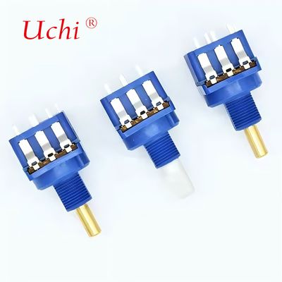 WH116AK 솔리드 구리 샤프트 로터리 디밍 전위차계 (10A 푸시 버튼 스위치 포함)