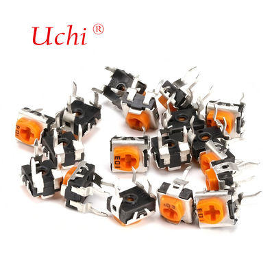 RM063 노란색 단일 회전 탄소 필름 트림머 포텐티오미터 1m 조정 가능한 저항