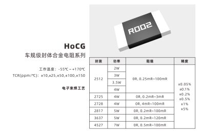 자동차 등급 캡슐화 자동차 등급 합금 전류 감지 / 션트 저항기