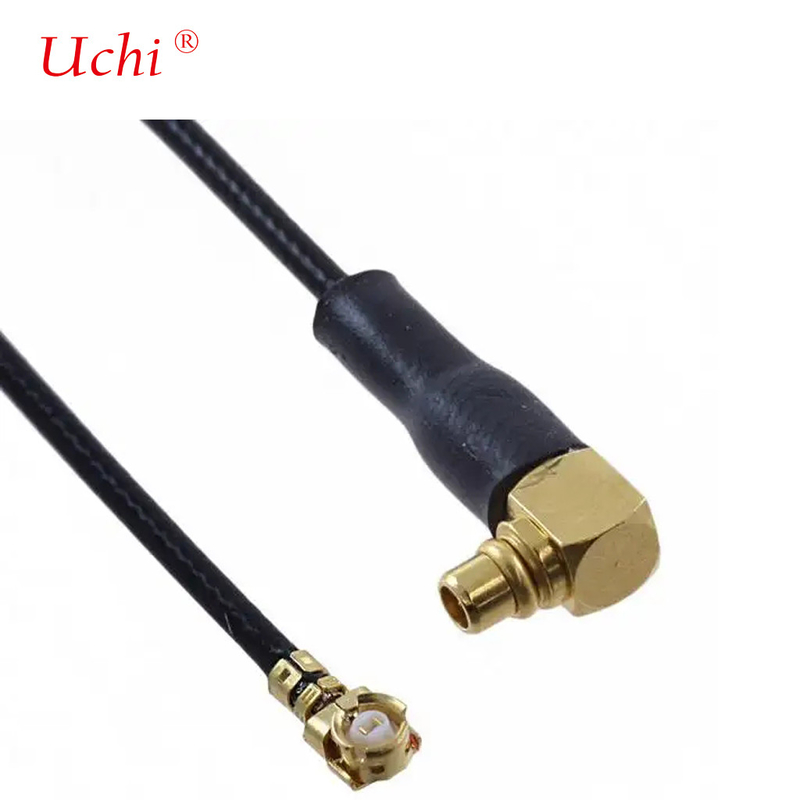 낮은 손실 1.13mm 케이블 오른쪽 각 MMCX 남성 MHF1 UFL 케이블 조립